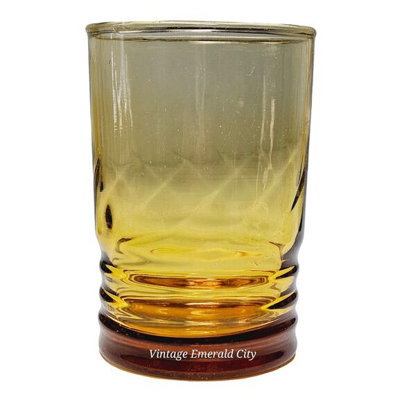 Vtg Amber Juice Glasses Tumbler Set Of 4 Optic Swirl by Libbey Malibu Honeycomb - Picture 13 of 14